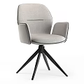 Modern Light Gray Upholstered Office Chair With Armrests And Black Tripod Base