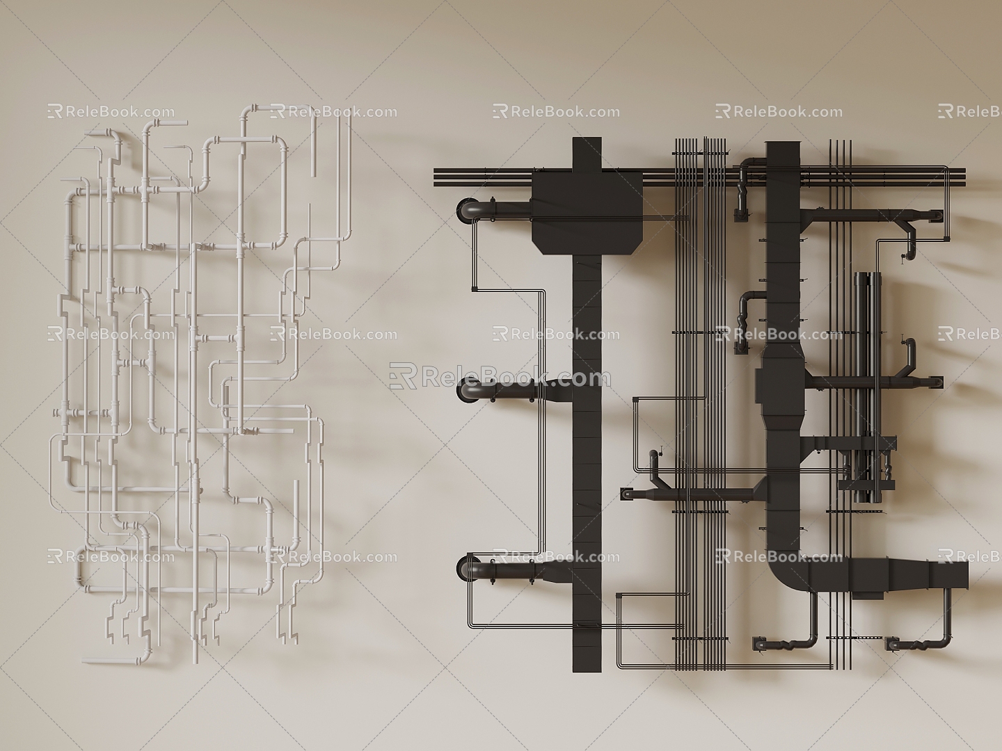 17 pipe modern industrial pipe top 3d model