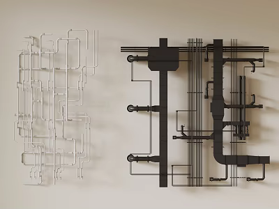 Abstract Structural Lines Design With Black White Framework And Geometric Composition 3d model