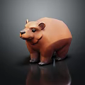 Brown Low Poly Bear Toy 3D Model with Geometric Design on Dark Background 3d model