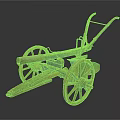 Vintage Wooden Garden Ornament with Traditional Wheels and Rustic Handle Design