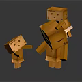 Cute Cardboard Characters With Different Sizes And Smiling Faces Interacting Together 3d model