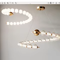 Modern Spiral Chandelier Design With Glass Globes And Gold Metal Accents