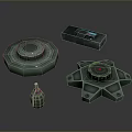 Futuristic Sci-Fi Weapon Components With Circular Star shaped Modules And Rectangular Tech Cases 3d model