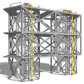 Industrial Equipment With Metal Frame Structure Cylindrical Vessels Yellow Pipes And Ladder Access