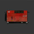 Red Household Generator With Black Control Panel Ventilation And Rolling Wheels