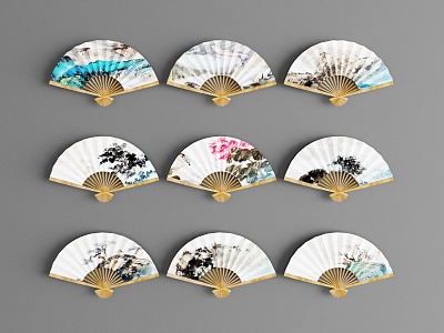 New Chinese Fan Folding Fan 3d model