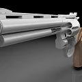 Silver Metal Double Barrel Revolver With Brown Wooden Grip And Detailed Structure