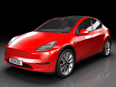 Stylish Red Modern Sedan Car Exterior With Sleek Body Black Roof Silver Wheels 3d model