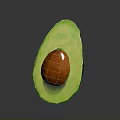 Fresh Ripe Halved Avocado Showing Green Flesh and Brown Seed on Dark Background