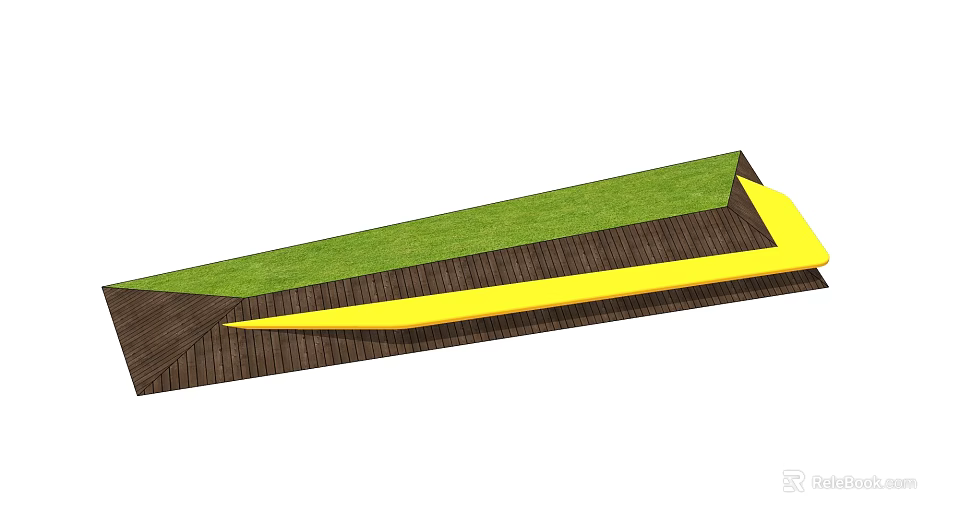 Modern Landscape Seating With Green Lawn Brown Wooden Base And Yellow Seat Design 3d model 