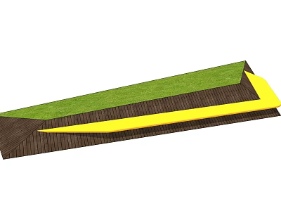 Modern Landscape Seating With Green Lawn Brown Wooden Base And Yellow Seat Design 3d model