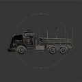 Vintage Rusted Truck with Metal Frame Open Cargo Bed Multiple Round Headlights and Decorative Details