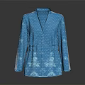Vibrant Blue Long Sleeve Blazer Coat With White Polka Dots And Snowflake Patterns And Buttons