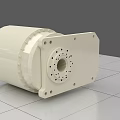 White Cylindrical Industrial Equipment Featuring Flange Plate With Multiple Holes On Tile Floor