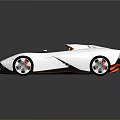 Silver Convertible Sports Car with Orange Seats and Sleek Aerodynamic Design