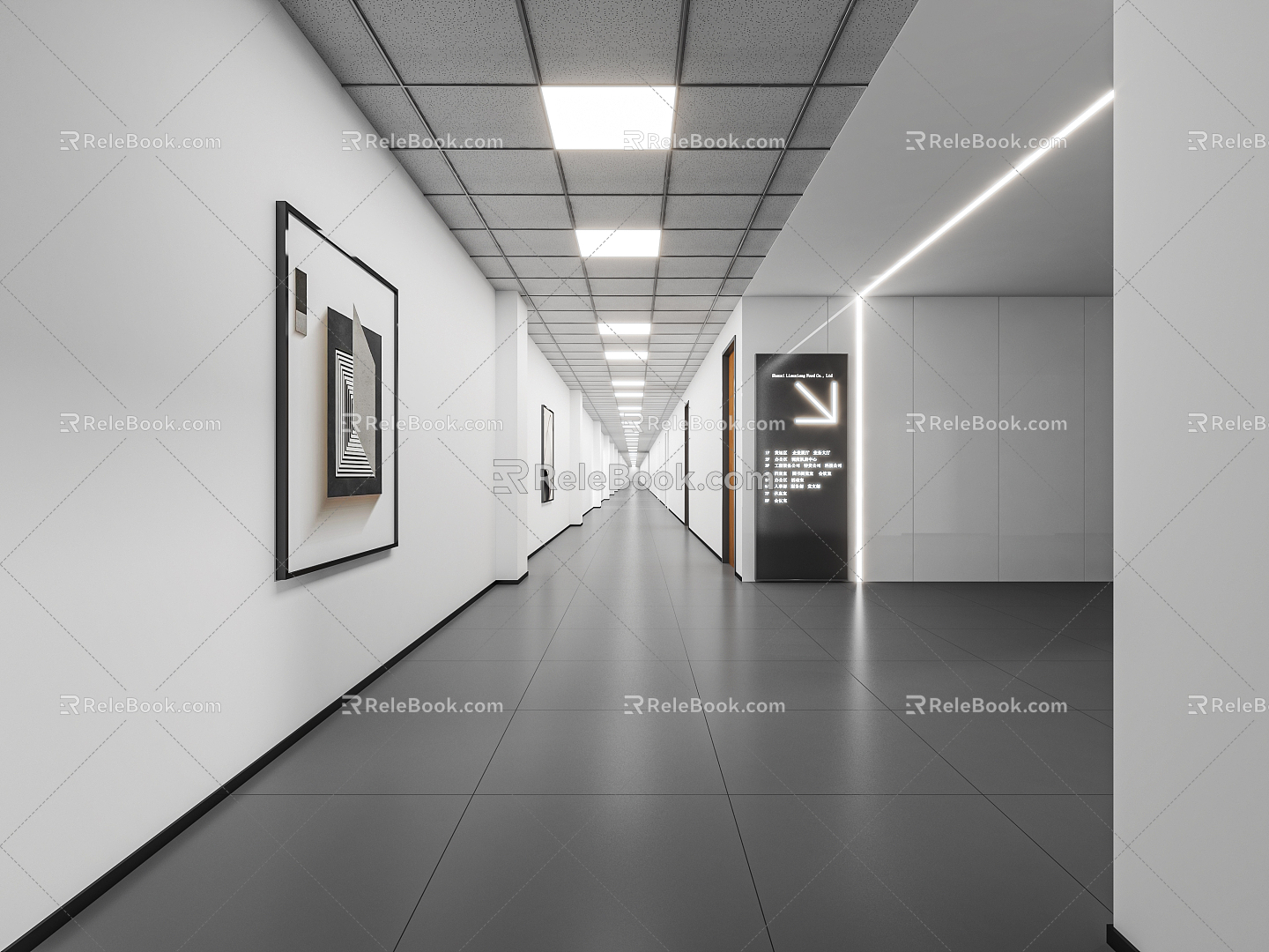 Modern aisle company aisle corridor display area aisle display office aisle enterprise corridor office building corridor 3d model