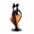 Abstract Two Figures Sculpture In Black And Brown With Elegant Design Base