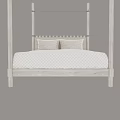 Simple Style Four Poster Double Bed With Headboard Design And Pillows Quilt