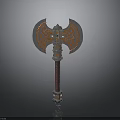 Decorative Battle Axe With Intricate Celtic Patterns Double Blades Gemstone Accent And Leather Wrapped Handle