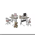 Kids Study Desk With Computer Monitor Stationery Chair And Teddy Bear