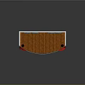 Decorative Stage With Wooden Floor White Brick Wall Sun Cloud Decorations Red Curtains And Speakers