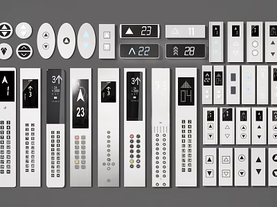 Modern Switch Panels In Various Designs With Digital Displays Buttons And Symbols 3d model
