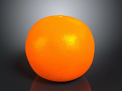 Fresh Juicy Orange Fruit With Shiny Orange Peel On Dark Reflective Background 3d model