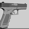 Black Tactical Pistol With Blue And Red Glowing Accents Textured Grip 3D Render