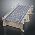 Classic Stone Arch Bridge Structure With Tiled Deck And Ornate Parapets 3d model