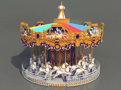 European-style carousel children's play equipment carousel 3d model