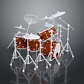 Professional Wooden Drum Set With White Cymbals And Stands For Music Performance