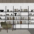 Modern Living Room Shelving Unit With Multi Tiered Design Books And Decorative Items