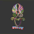 Red Blue And White Decorative Furniture With Spiral Design And Striped Base