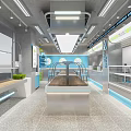 Bright Modern Dessert Shop Interior With Display Counter Menu Board And Cozy Seating