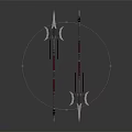 Decorative Spiked Spears With Red And Black Design For Weapon Collection 3d model