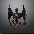 3D Rendered Mythical Creature With Large Wings Muscular Body And Green Head