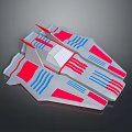 Futuristic Aerodynamic Model With White Body Red Blue Stripes And Sleek Design