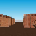 Red Brick Building Facade With Circular Arches And Perforated Design Details