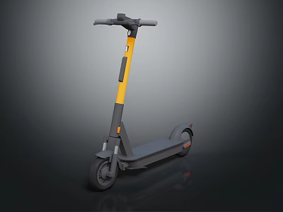 Modern Electric Scooter With Gray Frame Yellow Accents And Black Wheels 3d model