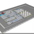 Industrial Plant Complex With Tall Towers Pipes Buildings And Processing Equipment