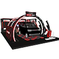 GAME BOY Themed Exhibition Booth With Black Car And Red Decor Setup