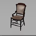 Vintage Wooden Chair With Dark Red Frame And Light Pink Upholstered Seat Classic Furniture Piece