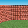 Red Brick Building Exterior Wall With Varied Patterns On Green Grass Field 3d model