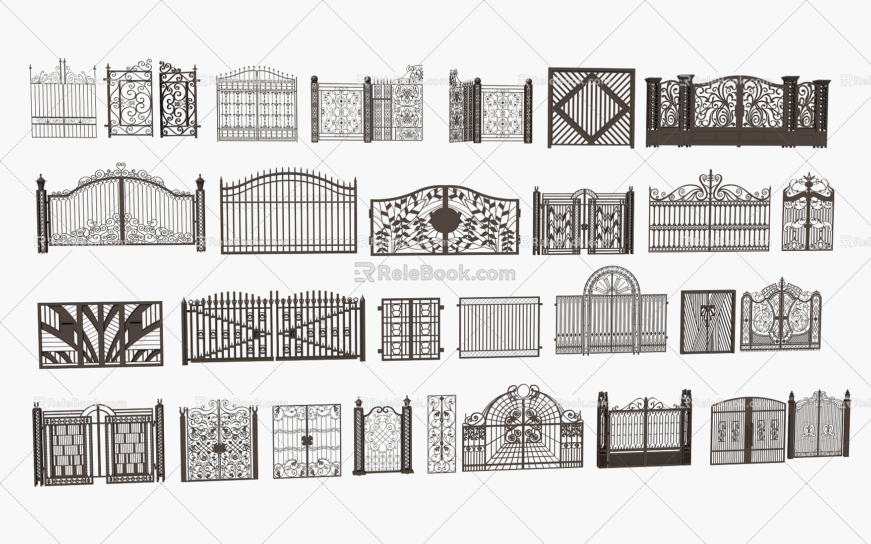 European gate wrought iron gate 3d model