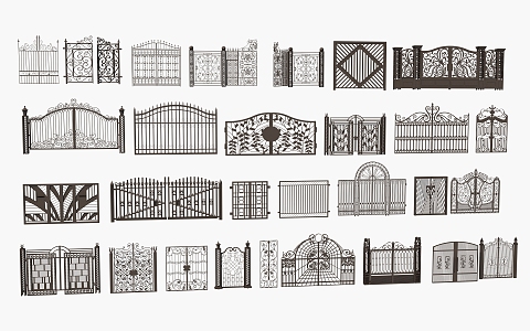 European gate wrought iron gate 3d model