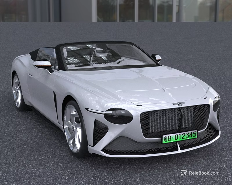Luxury White Convertible Car With Sleek Body Front Grille And Alloy Wheels 3d model 