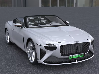 Luxury White Convertible Car With Sleek Body Front Grille And Alloy Wheels 3d model