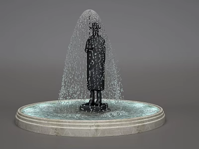 Garden Ornament Human Figure Sculpture Fountain With Marble Circular Base And Water Spray 3d model