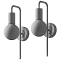 Modern Wall Lamps With Black Base And White Transparent Shades Mounted On White Wall